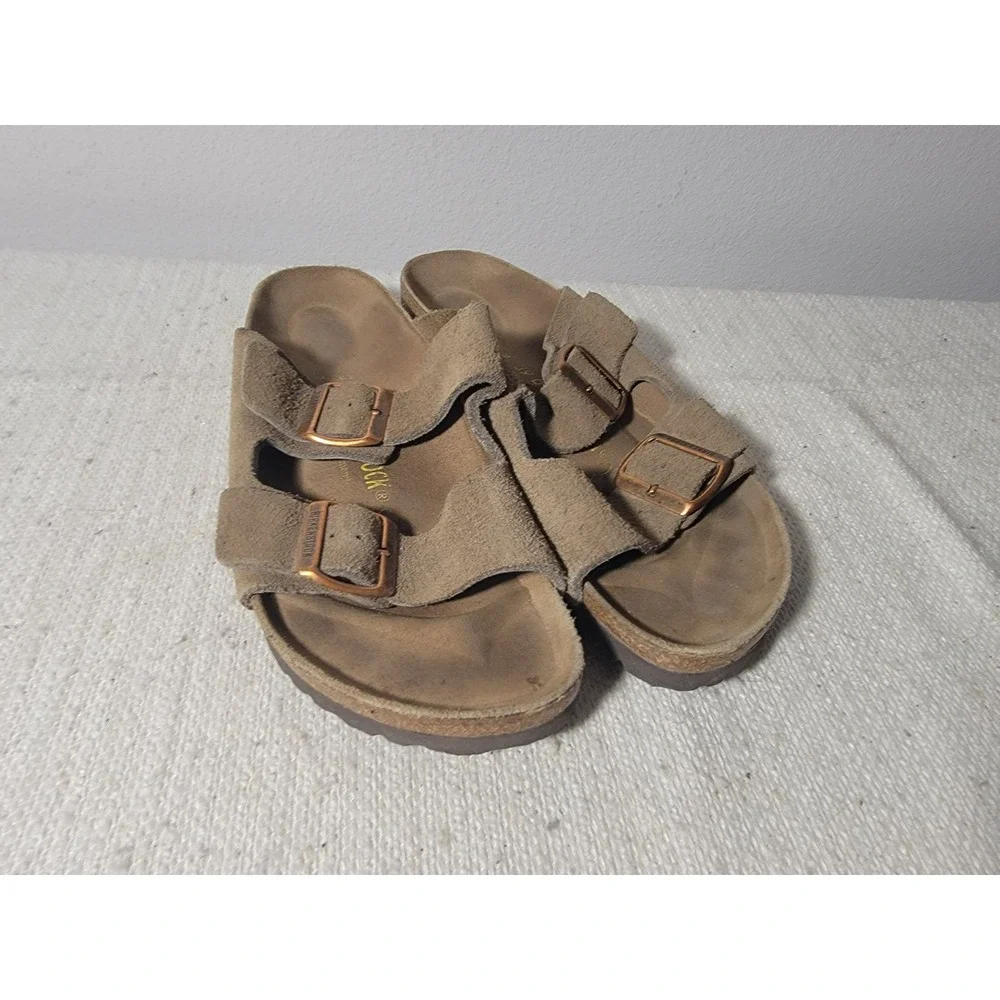 Birkenstock Arizona Suede Leather Sandals Taupe Brown EU 39 US L8 M6 Slide Shoes